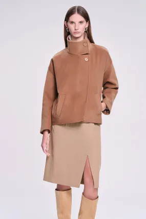 Dynamic Fit Cachet Stand Collar Wool Blend Camel Coat