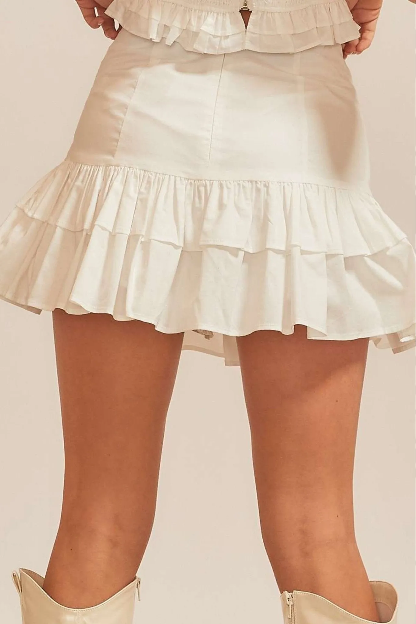 Eleanor Ruffle Mini Skirt in White