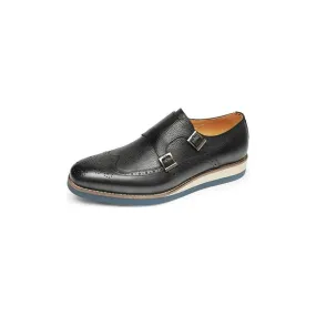 Exotic Texture Wingtip Platform Loafers