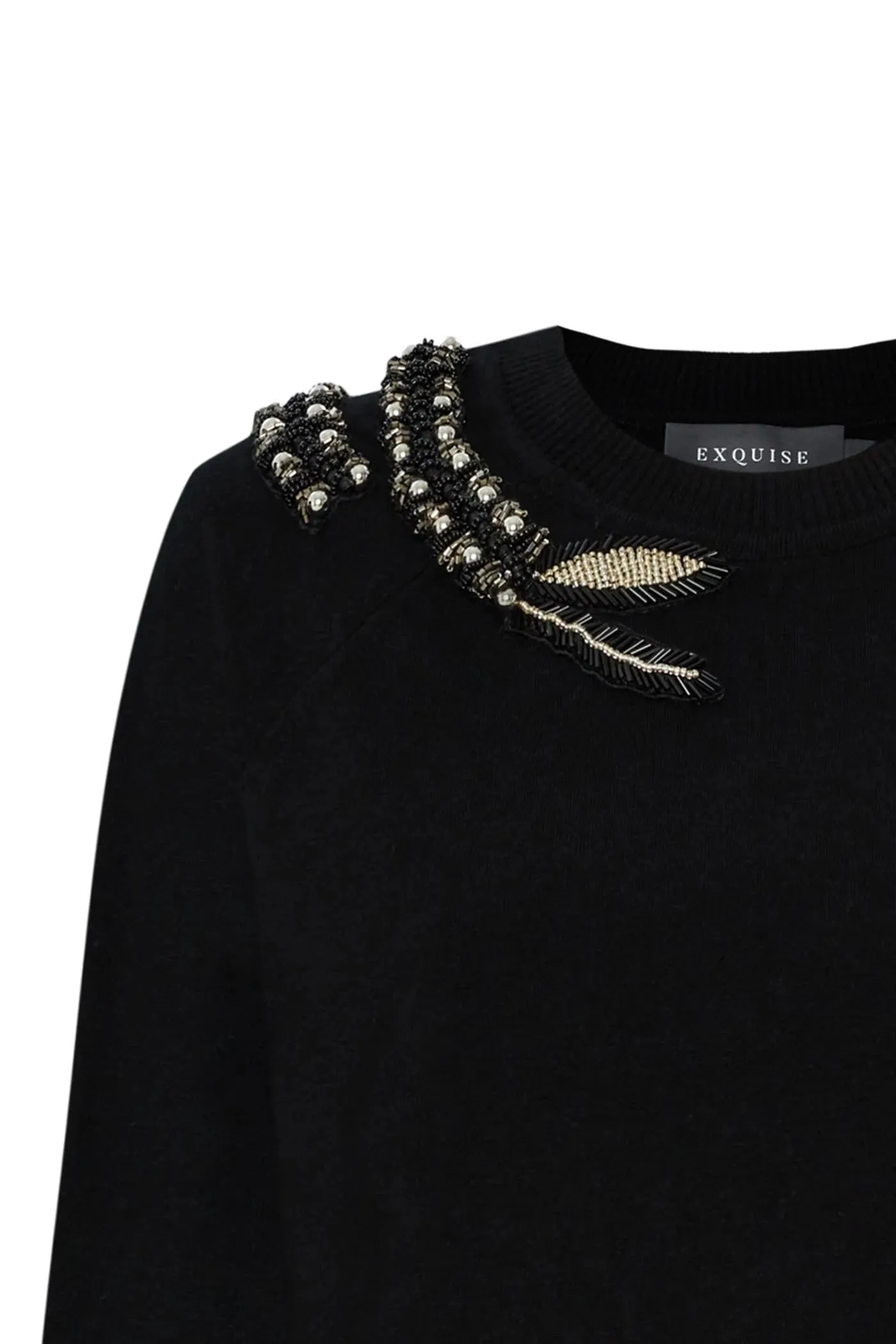 Exquise Afsaneh Beaded Black Knit Jumper