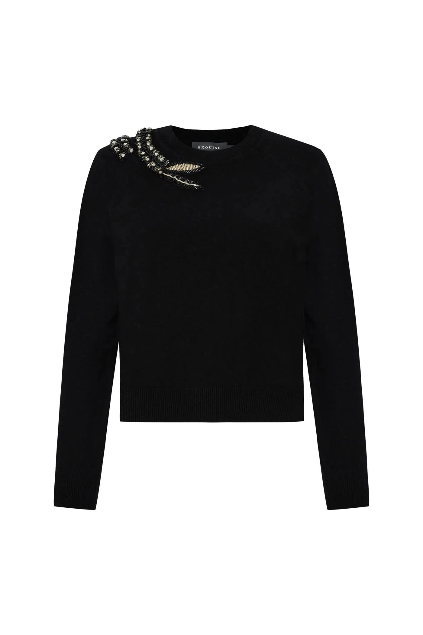 Exquise Afsaneh Beaded Black Knit Jumper