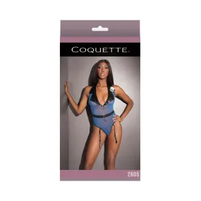 Fashion Mesh Cop Teddy w/Attached Garters Blue O/S