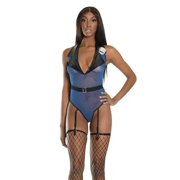 Fashion Mesh Cop Teddy W/attached Garters Blue O/s