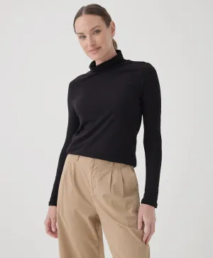 Featherweight Slub Turtleneck - Black