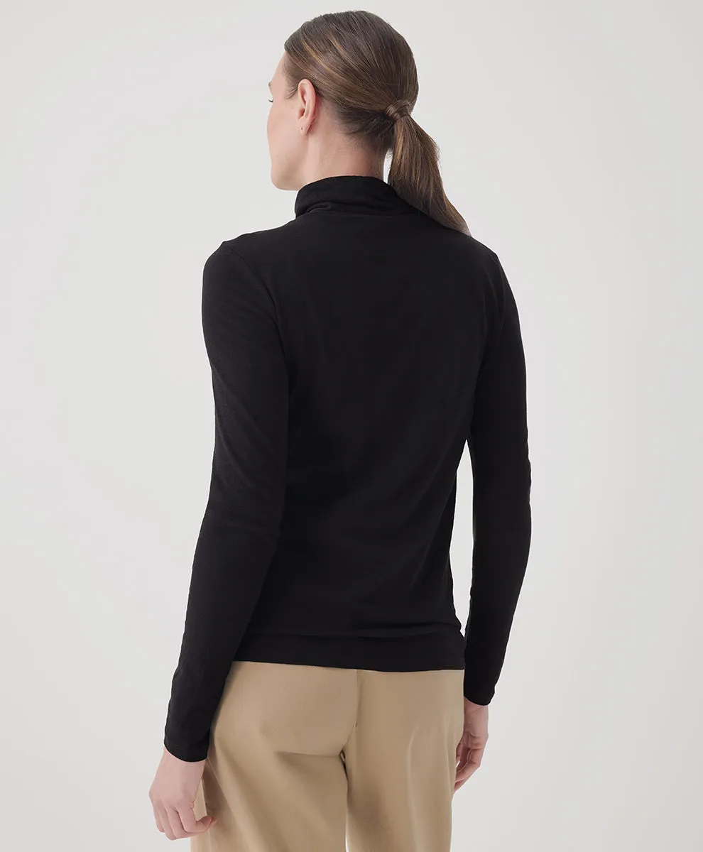 Featherweight Slub Turtleneck - Black