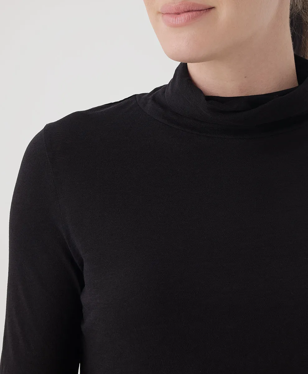 Featherweight Slub Turtleneck - Black