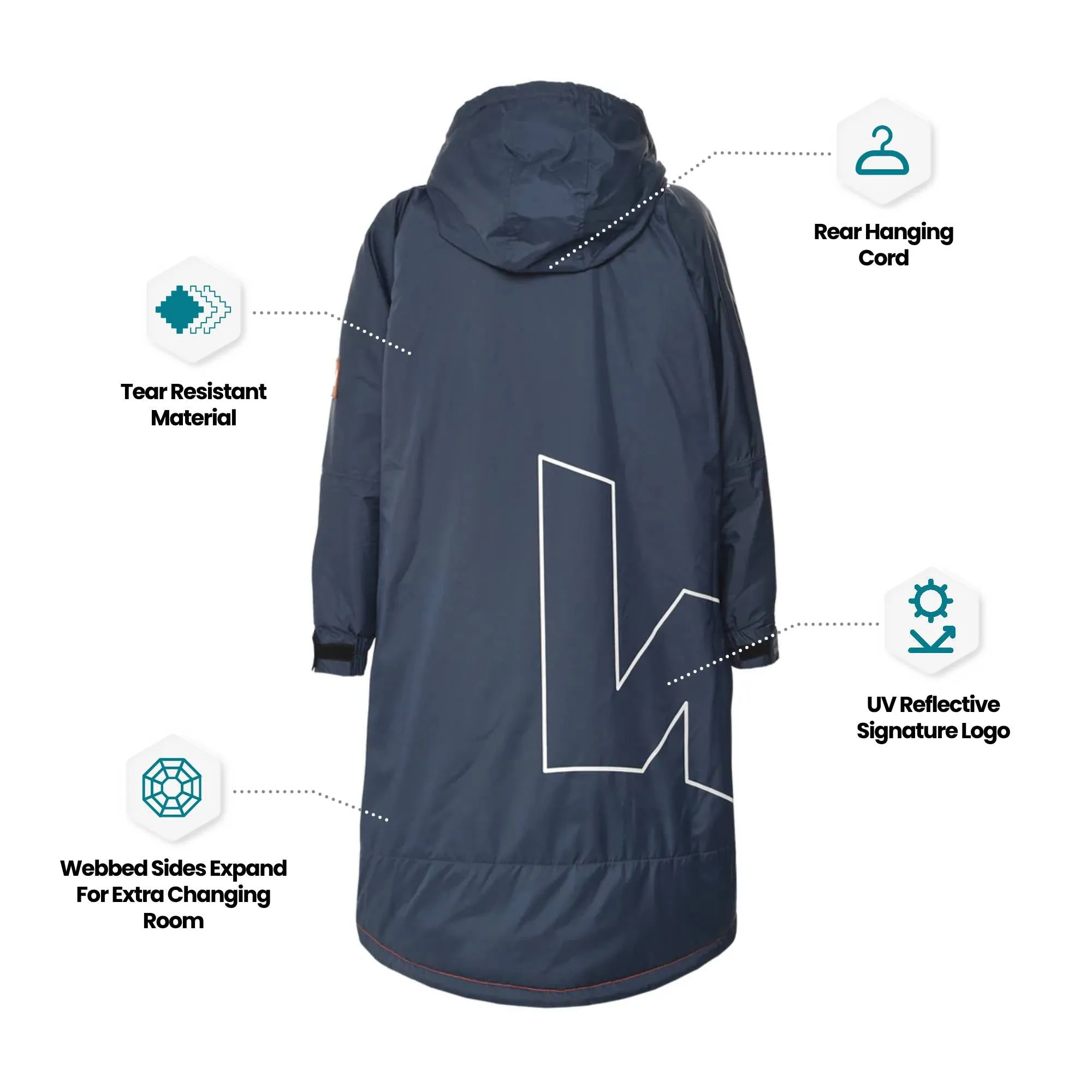 Fleece-Lined Hot Tub Changing Robe | Waterproof & Windproof | Unisex | Navy