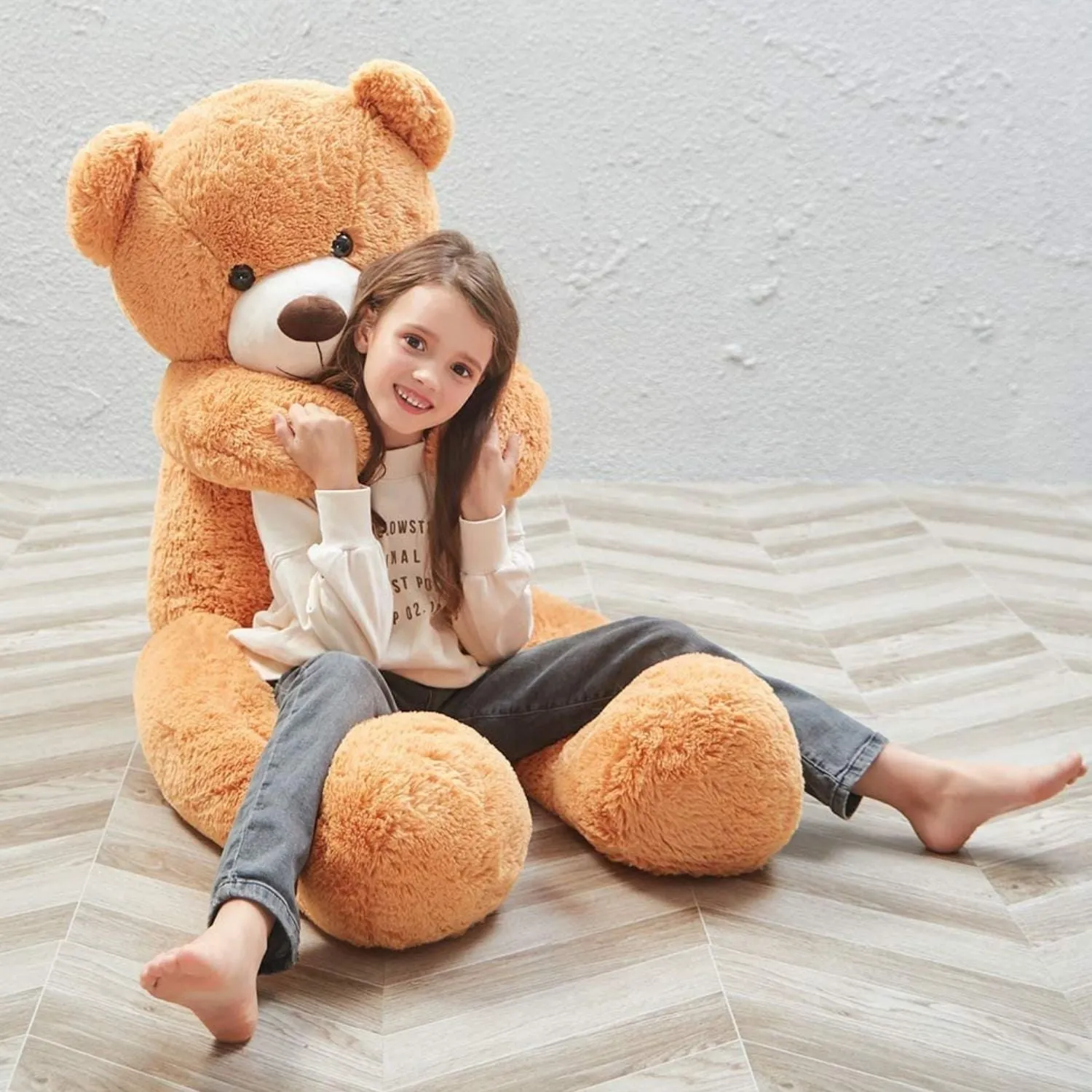 Giant Teddy Bear Plush Toy, Orange, 47 Inches