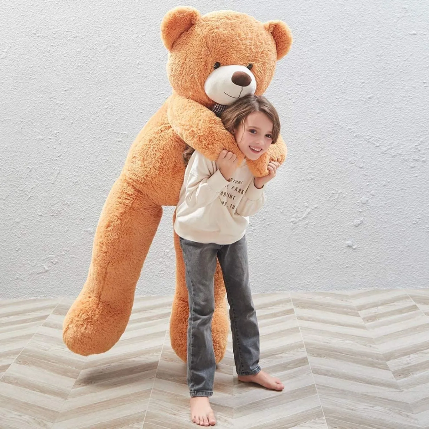 Giant Teddy Bear Plush Toy, Orange, 47 Inches