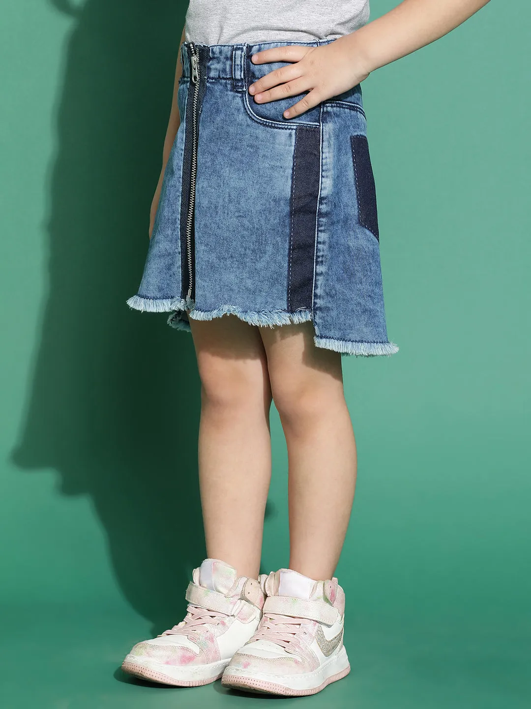 Girls Dark Blue Denim Skirt