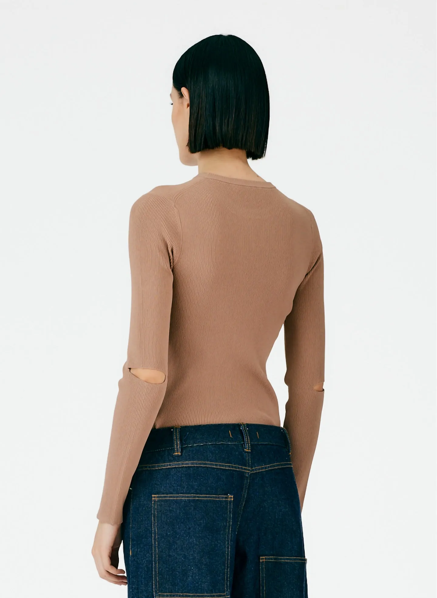 Giselle Slash Cutout Crewneck Pullover