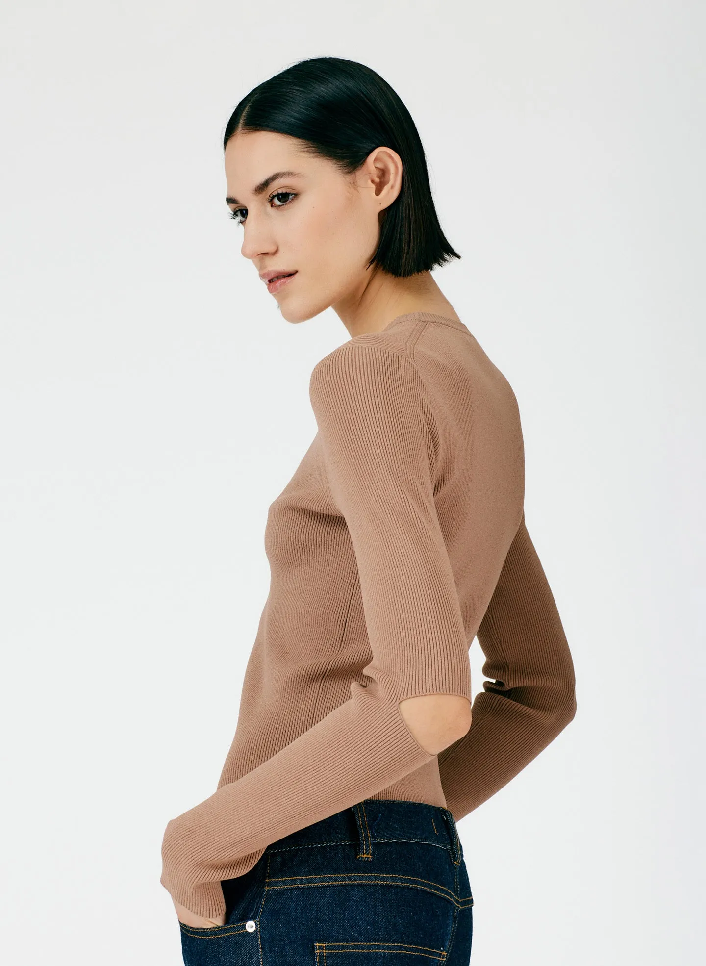 Giselle Slash Cutout Crewneck Pullover