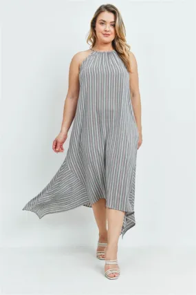 Gray Stripe Plus Size Maxi Dress