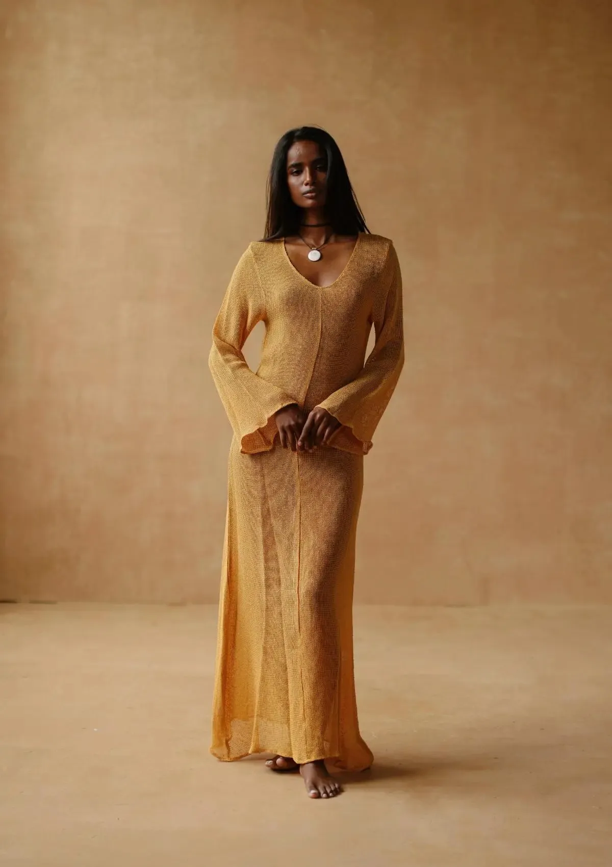 HALLIE MAXI DRESS - GOLDEN APRICOT