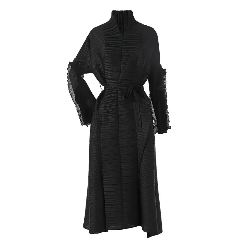 HEYFANCYSTYLE Maxi Pleated Cardigan Dress