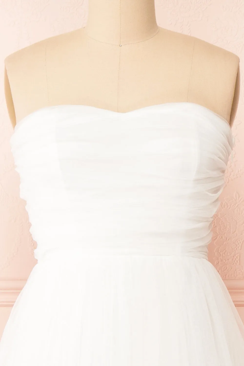 Ifaty White | Strapless Tulle Midi Dress