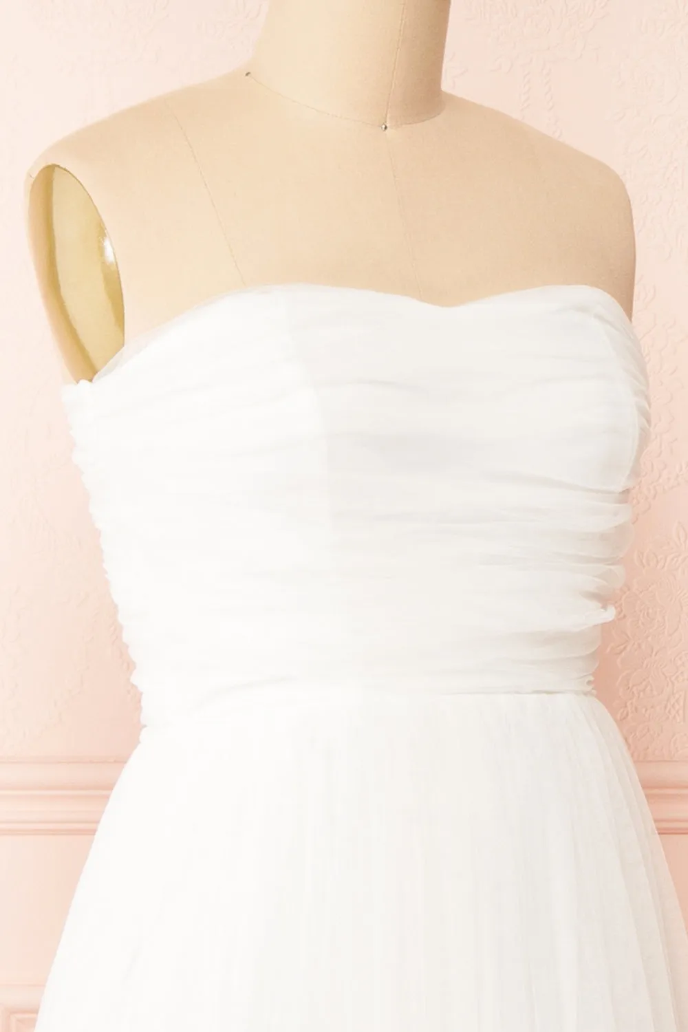 Ifaty White | Strapless Tulle Midi Dress