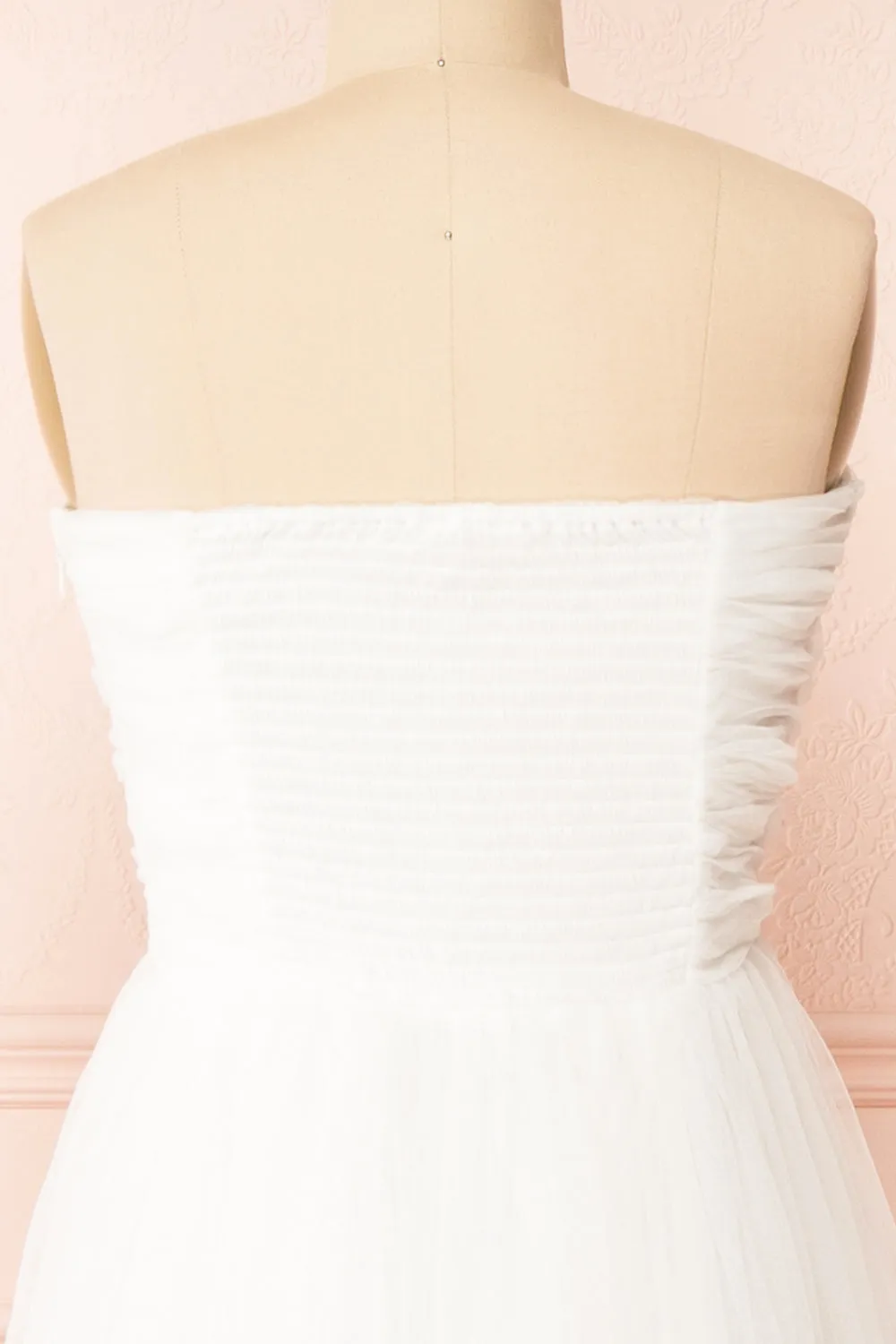 Ifaty White | Strapless Tulle Midi Dress