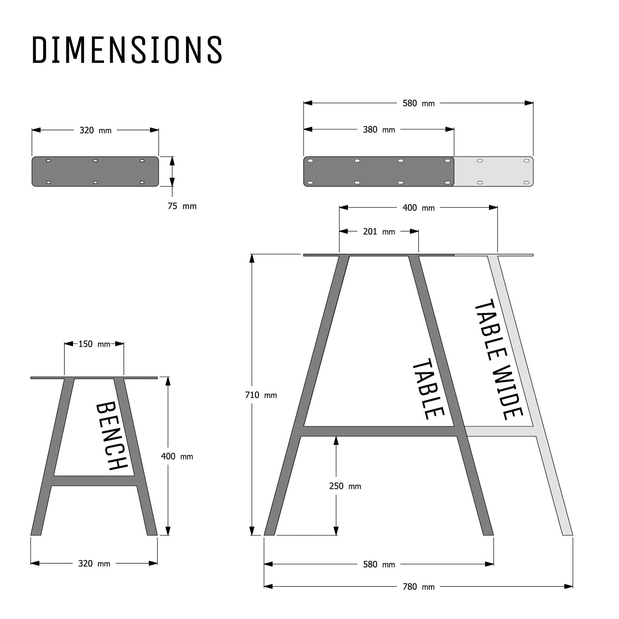 Industrial Box Section Legs