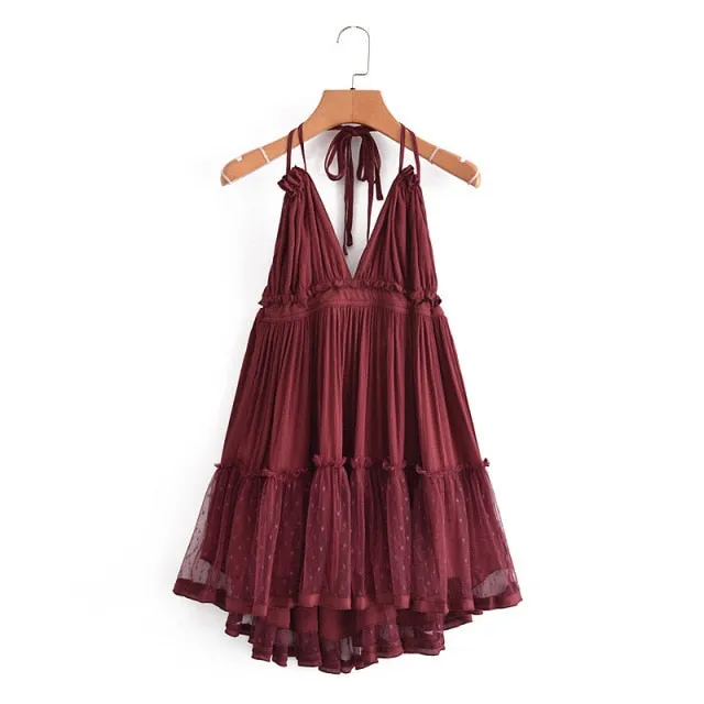 Isabelle Lace Up Backless Summer Boho Dress