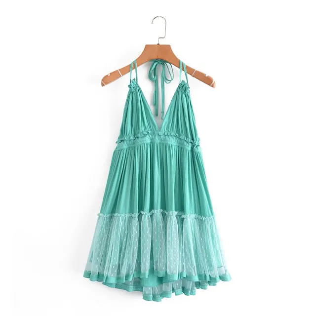 Isabelle Lace Up Backless Summer Boho Dress