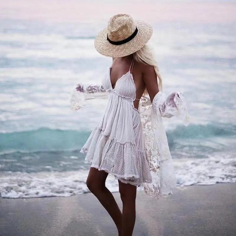 Isabelle Lace Up Backless Summer Boho Dress