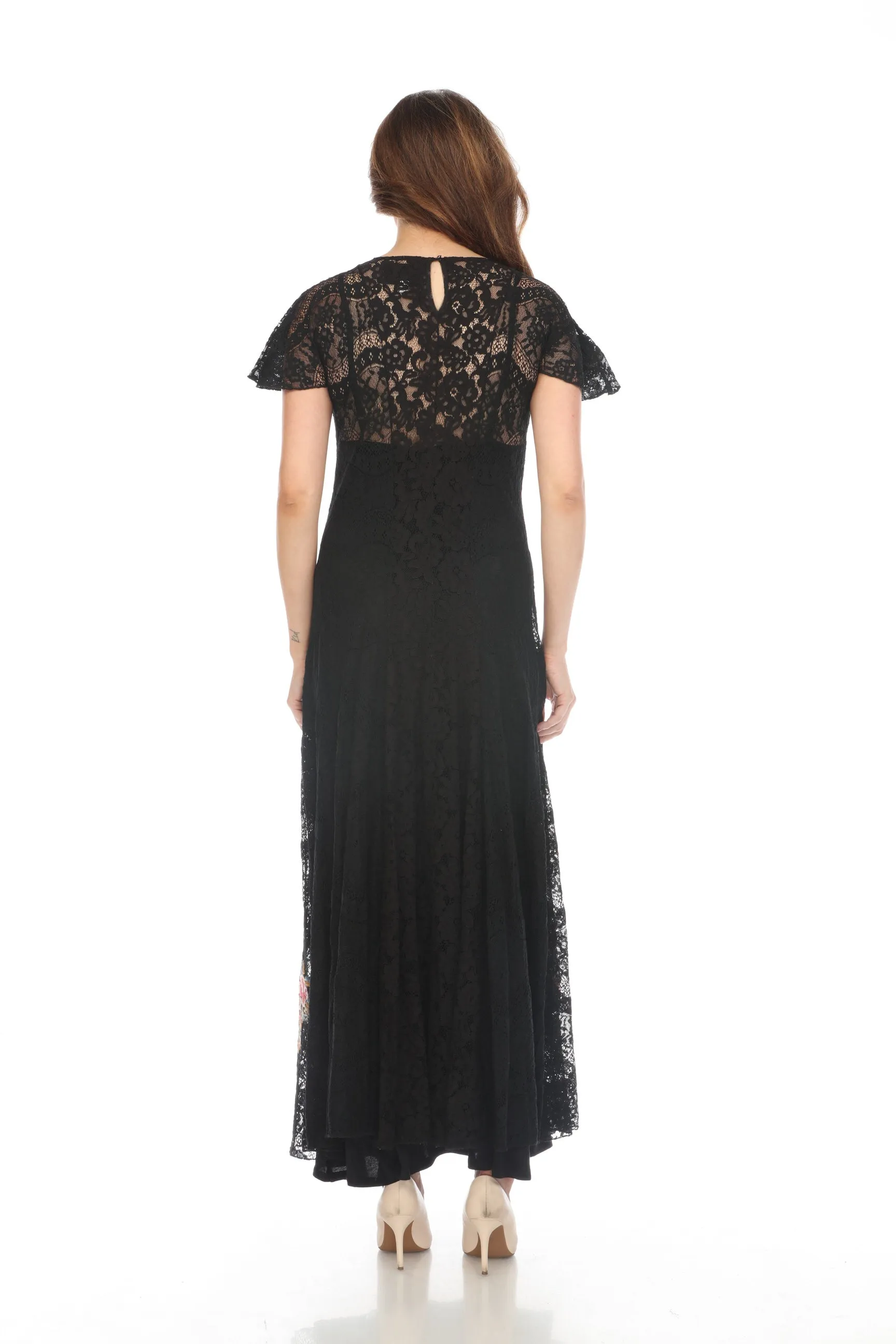 Johnny Was Biya Black Cloe Lace Embroidered Maxi Dress Boho Chic B37623