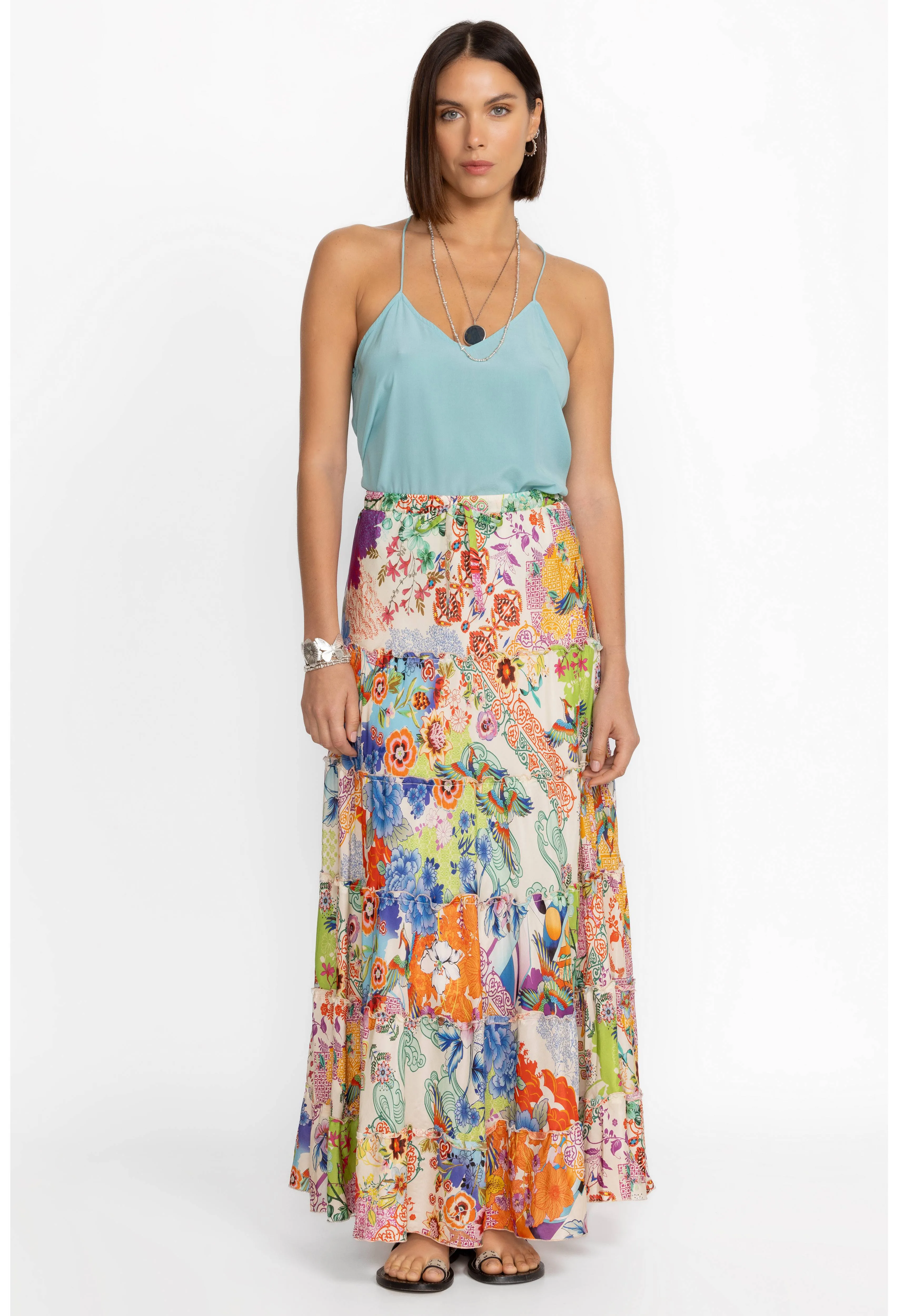 Johnny Was Sebrina Tierd Skirt in Mc Dreamer Print