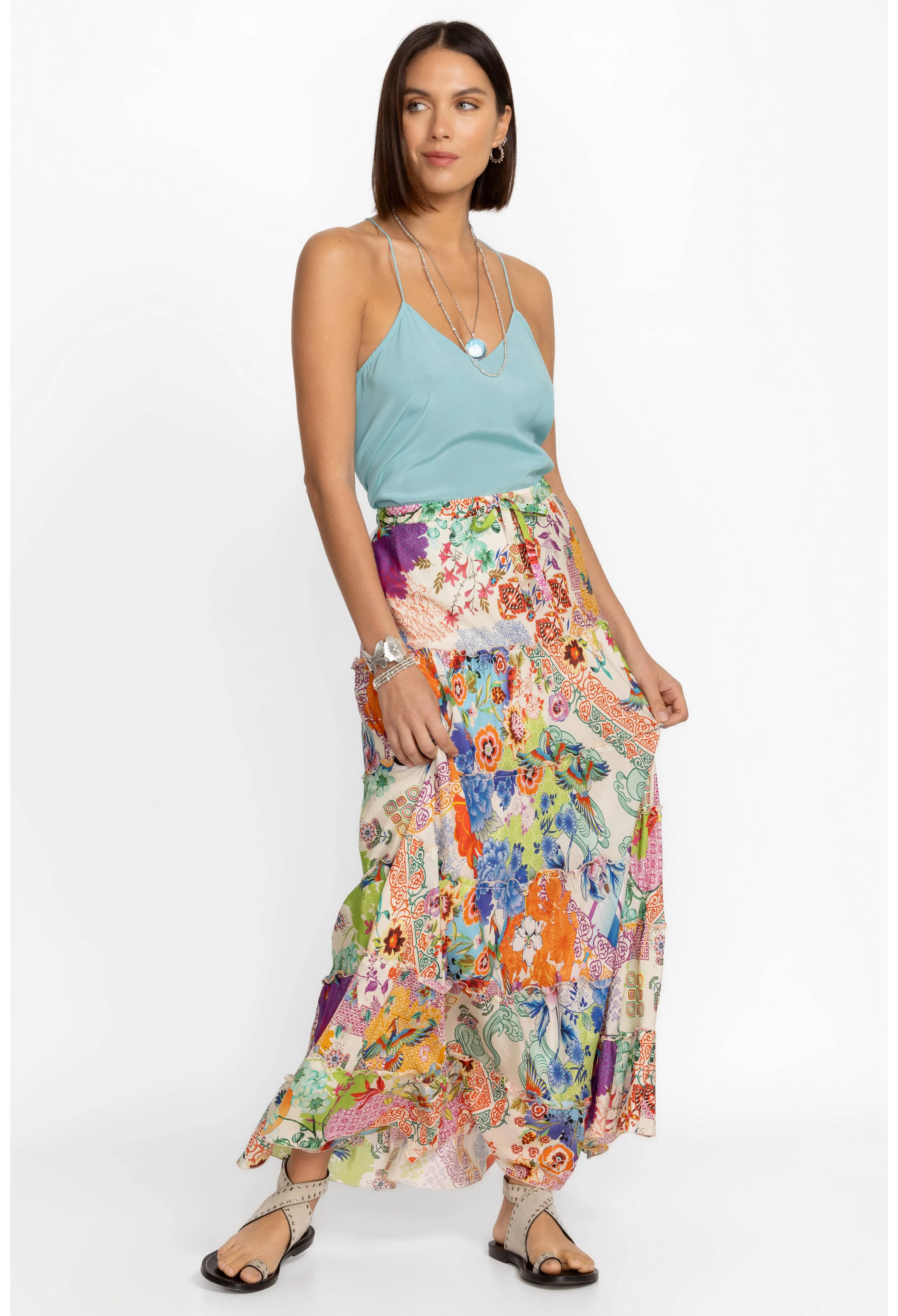 Johnny Was Sebrina Tierd Skirt in Mc Dreamer Print