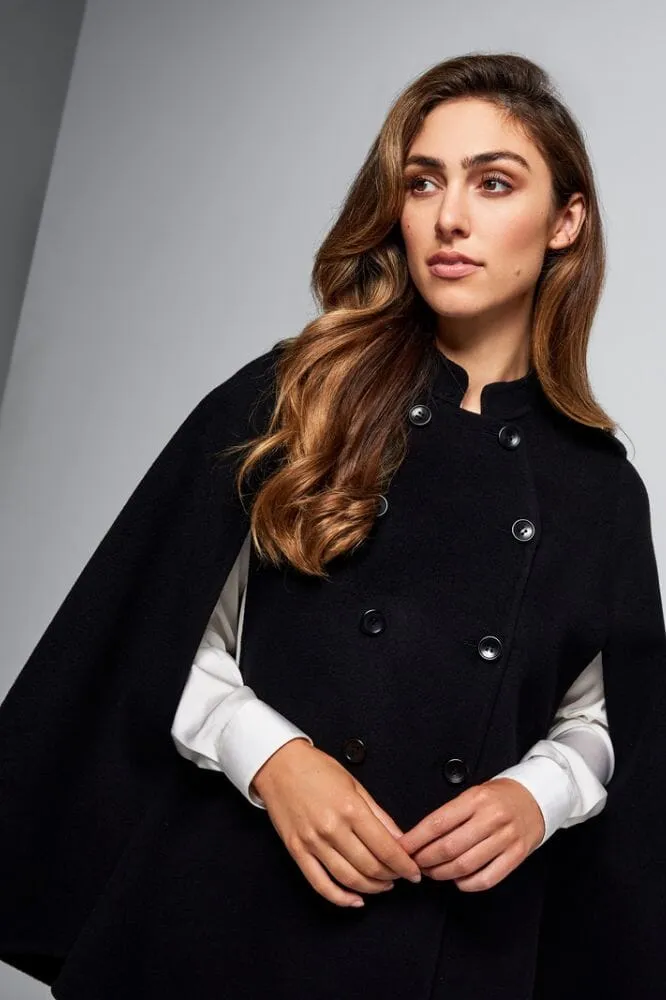 Juliana Cape - Black Wool Silk