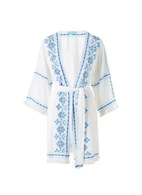 Kara Embroidered Kimono With Fringes