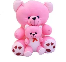 KARTIKTOYS® Soft Toys Skin Friendly Super Soft 40 cm Pink Mother with Child Teddy Bears for Kids - Lovable/Huggable Teddy Bear for Girlfriend/Wife/Husband (Pink, 40 cm)