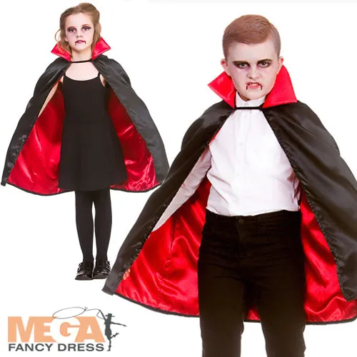 Kids Halloween Dracula Boys Girls Vampire Cape Costume Accessory