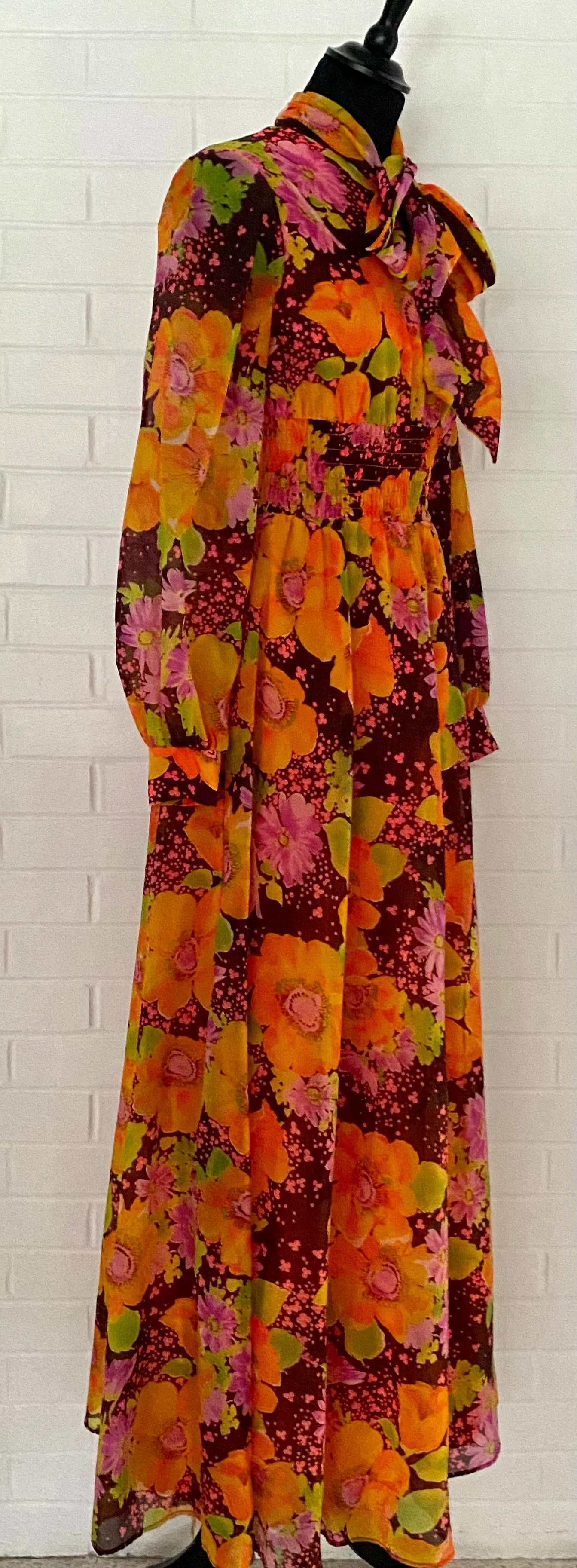 Late 60s/ Early 70s Flowered Maxi Dress