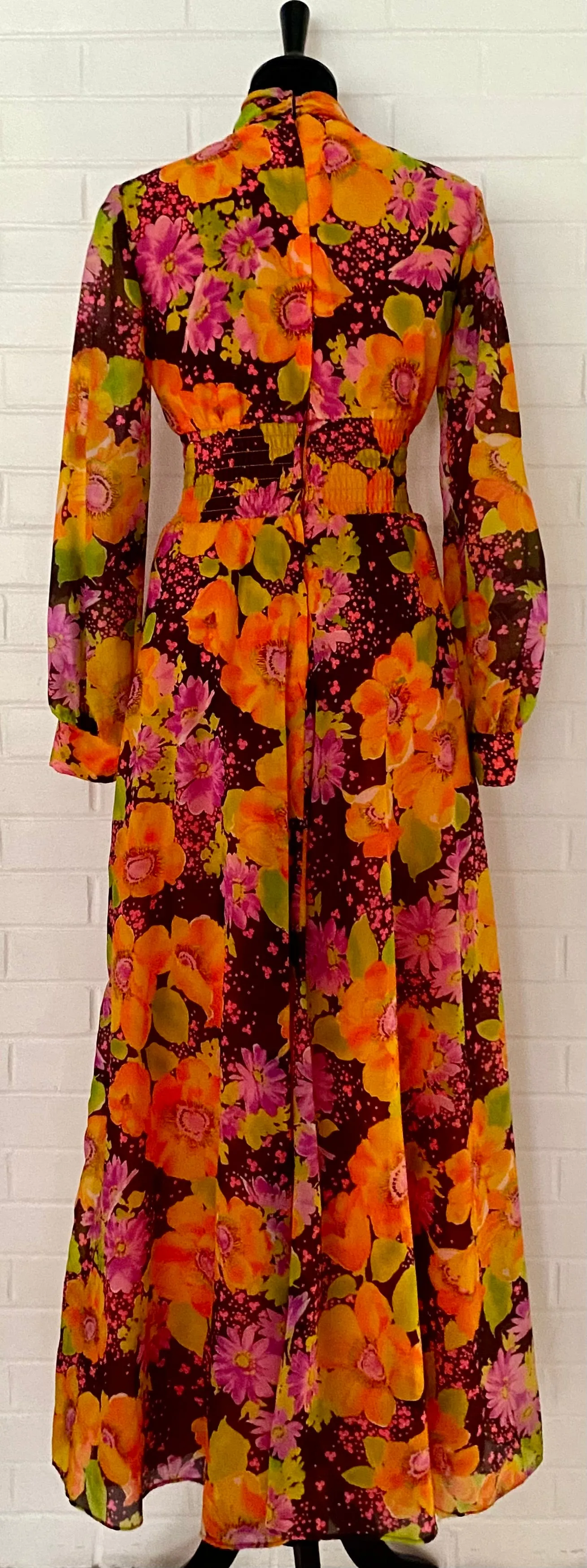 Late 60s/ Early 70s Flowered Maxi Dress