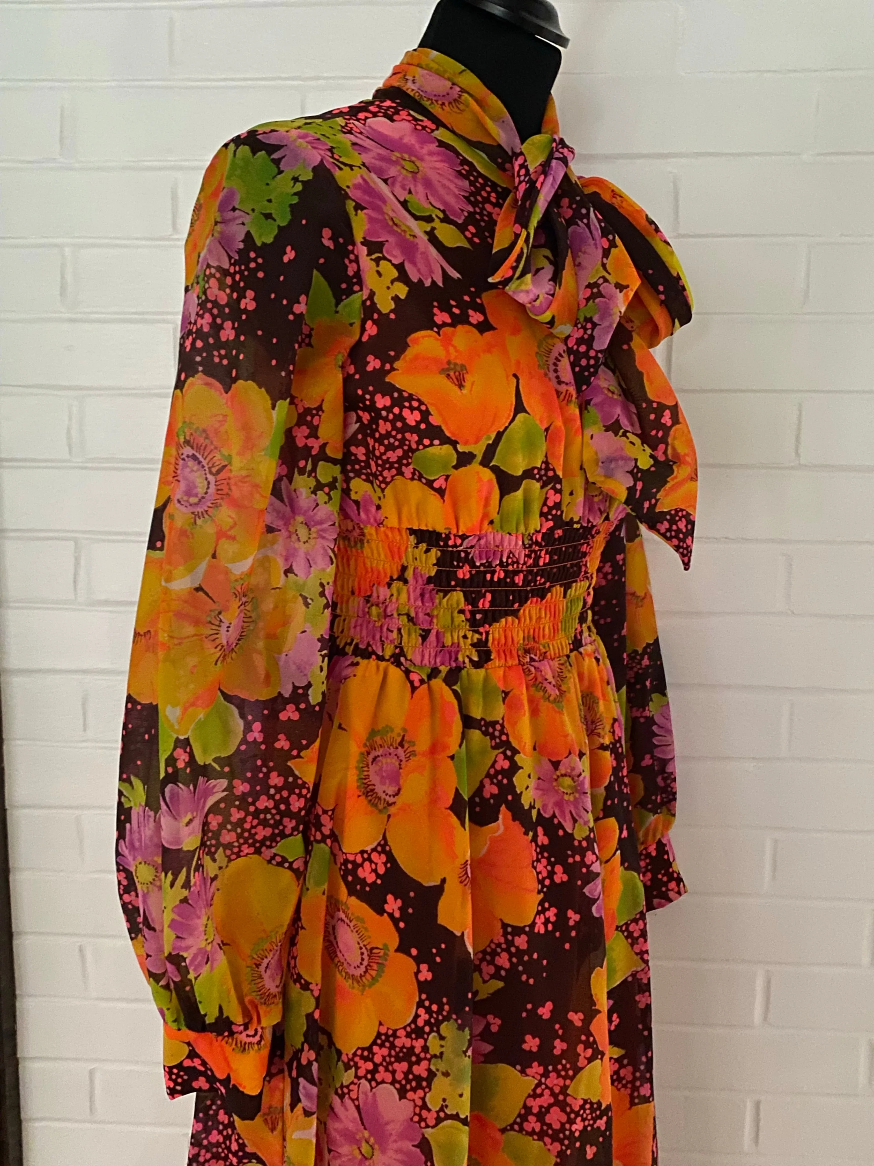 Late 60s/ Early 70s Flowered Maxi Dress