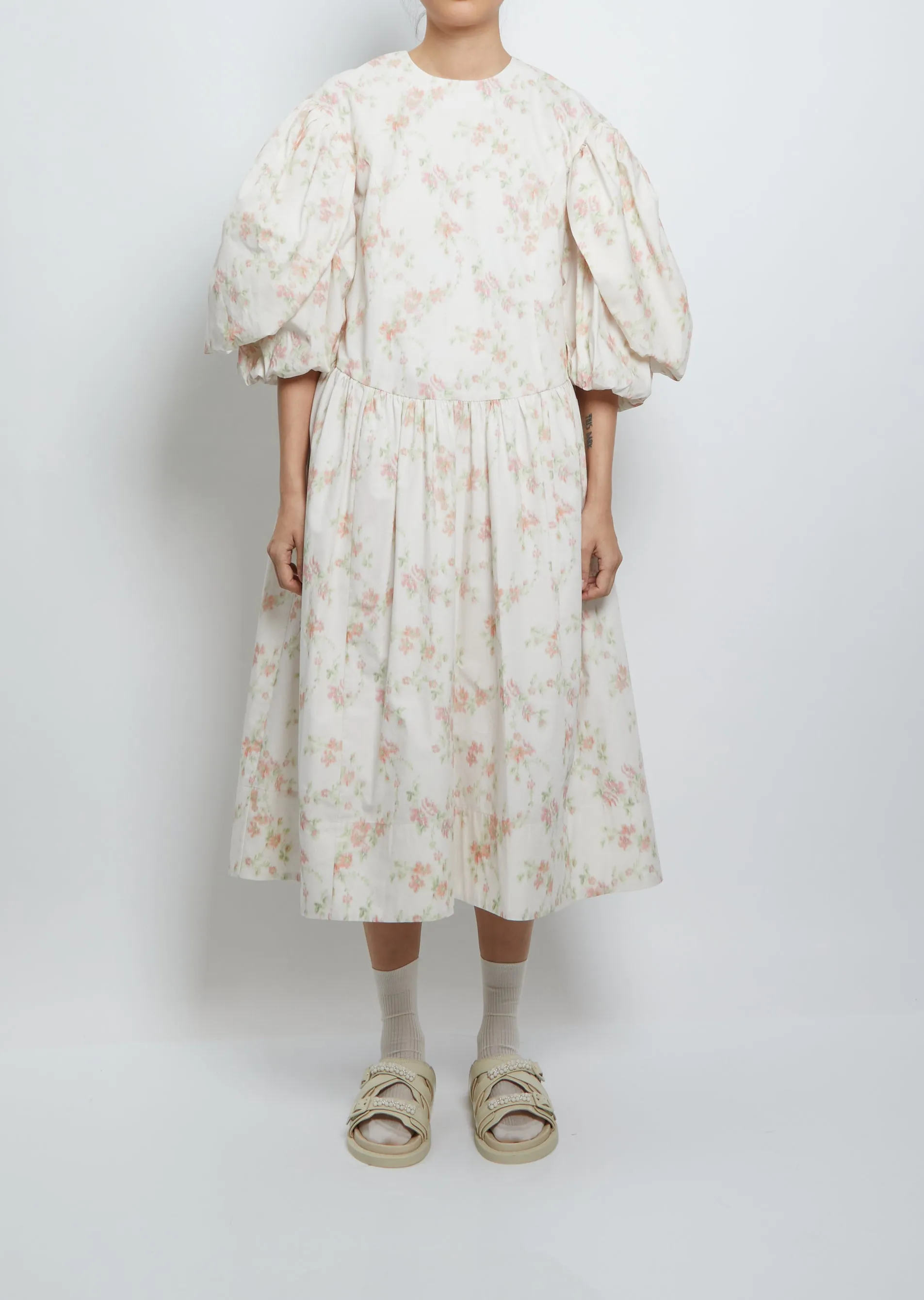 Layered Puff Sleeve Smock Dress