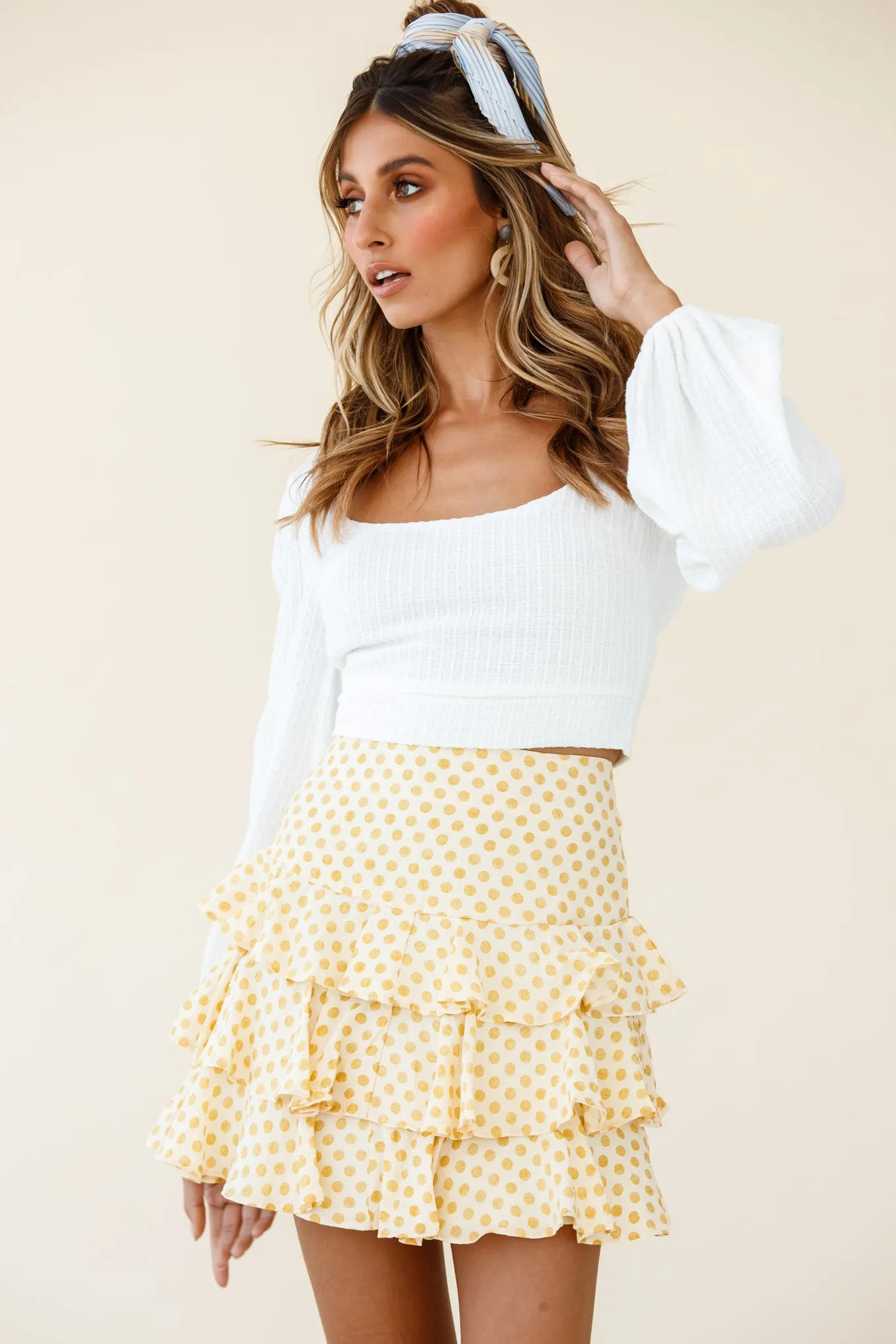 Let Them Eat Cake Triple Ruffle Skirt Polka Dot Yellow