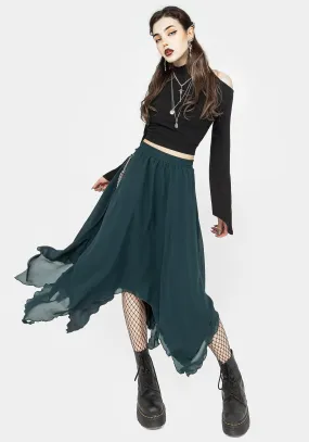 Levitate Chain Detail Midi Skirt - Green