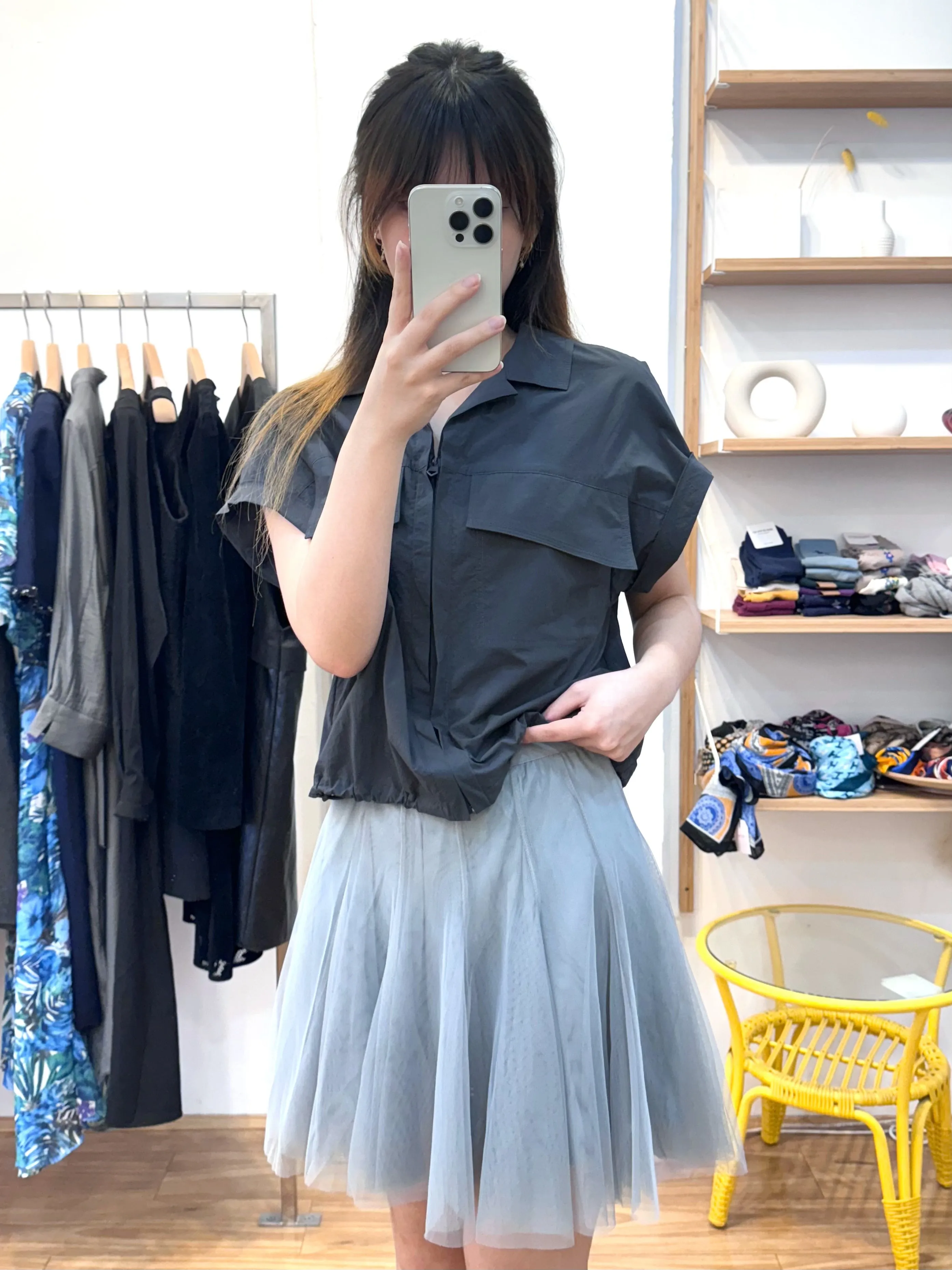 Light Grey Tulle Short Skirt