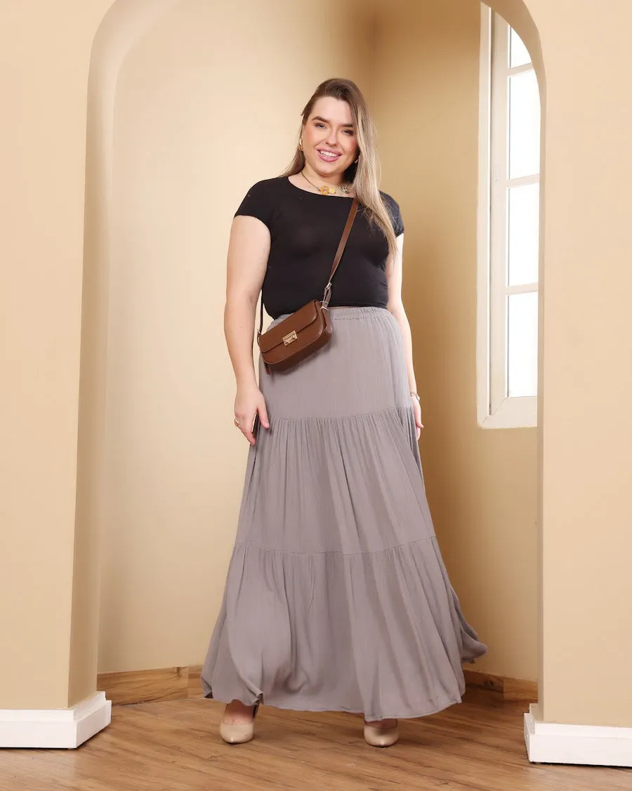 Long Solid Pleated Skirt