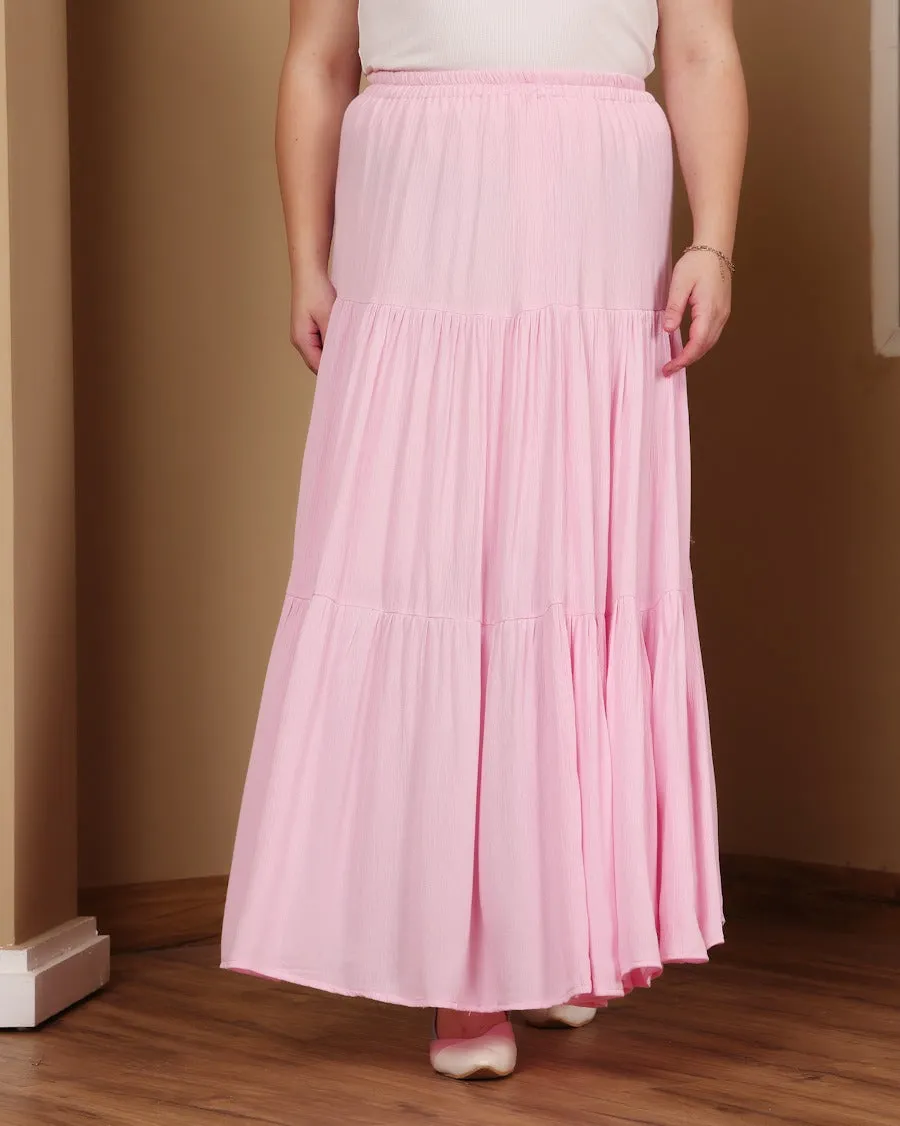 Long Solid Pleated Skirt