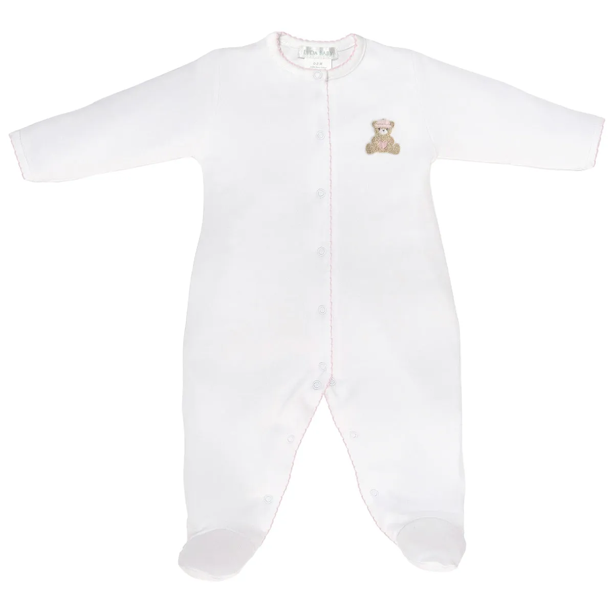 Love Teddy Embroidery Footie | Baby Girl