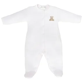 Love Teddy Embroidery Footie | Baby Girl