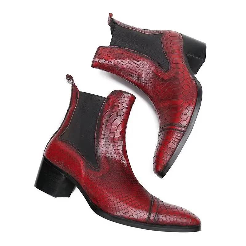 Luxe Croc-Texture Leather Statement Dress Boots