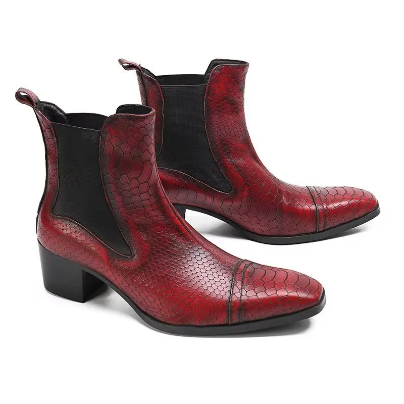 Luxe Croc-Texture Leather Statement Dress Boots