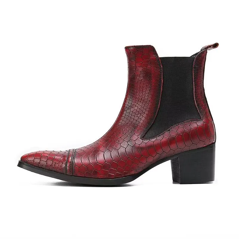 Luxe Croc-Texture Leather Statement Dress Boots