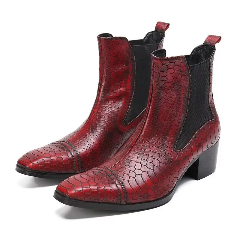 Luxe Croc-Texture Leather Statement Dress Boots