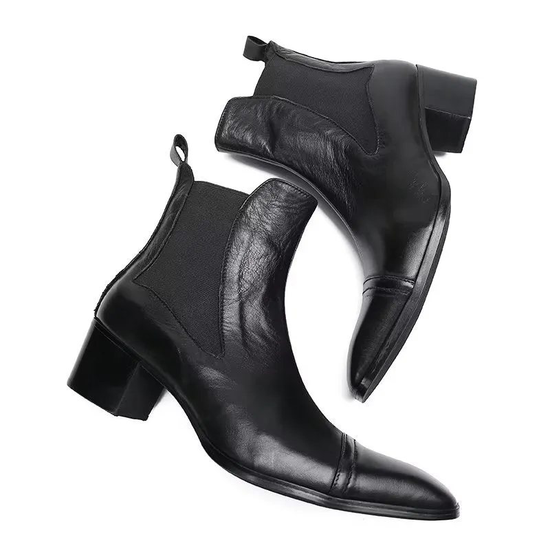 Luxe Croc-Texture Leather Statement Dress Boots