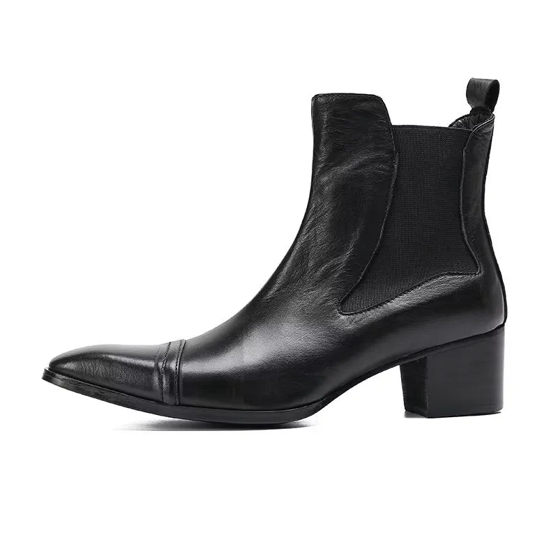 Luxe Croc-Texture Leather Statement Dress Boots